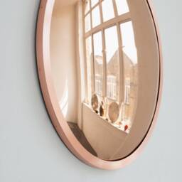 Orbis??? Round Convex Rose Gold Tinted Mirror With Handcrafted Copper Frame - thumbnail 3