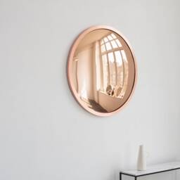 Orbis??? Round Convex Rose Gold Tinted Mirror With Handcrafted Copper Frame - thumbnail 2