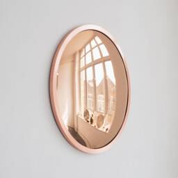 Orbis??? Round Convex Rose Gold Tinted Mirror With Handcrafted Copper Frame