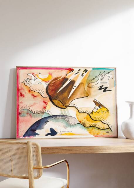 Kandinsky Colorful Abstract Rain Print, Vibrant Rainy Day Landscape, Bauhaus Poster, Modern Wall Art, Geometric Canvas, Home Office Decor - image 1