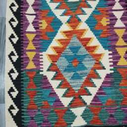 Runner Rug Multicolour, Handmade Artisan Afghan Turkish Scandinavian Navajo Bohemian Flatweave Wool Multicolour Kilim 297x85 cm - thumbnail 2