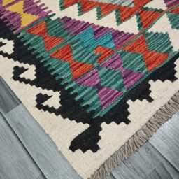Runner Rug Multicolour, Handmade Artisan Afghan Turkish Scandinavian Navajo Bohemian Flatweave Wool Multicolour Kilim 297x85 cm - thumbnail 3