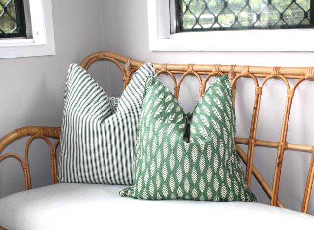 Green Foliage Pillow Cover, 100% Cotton, Hamptons Decor. No Tarriff Charges - image 1