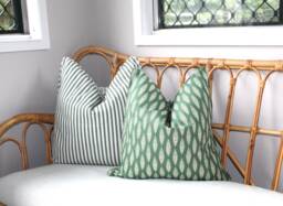 Green Foliage Pillow Cover, 100% Cotton, Hamptons Decor. No Tarriff Charges - thumbnail 1