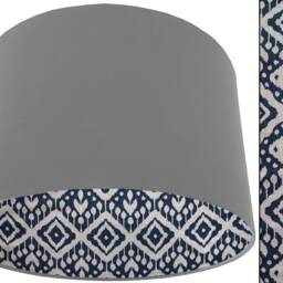 Bohemian Lampshade White & Blue Patterned Lining, Table Or Ceiling Lamp - thumbnail 2