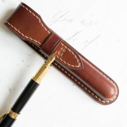 Personalized Leather Pen Case With Flap, Fountain Gift For Him, Vintage Case, Pen Sleeve, Luxury Accessories Men