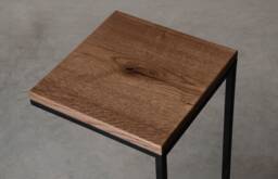 Square Side Table With Black Steel Leg, Small Coffee Make Of Oak, Matching The Modern Living Room - thumbnail 1