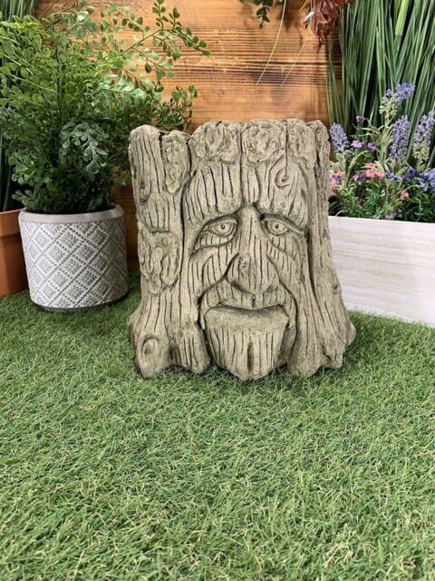 stone Garden Tree Green Man Planter Plant Pot Cute Ornament - image 1
