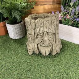 stone Garden Tree Green Man Planter Plant Pot Cute Ornament - thumbnail 3