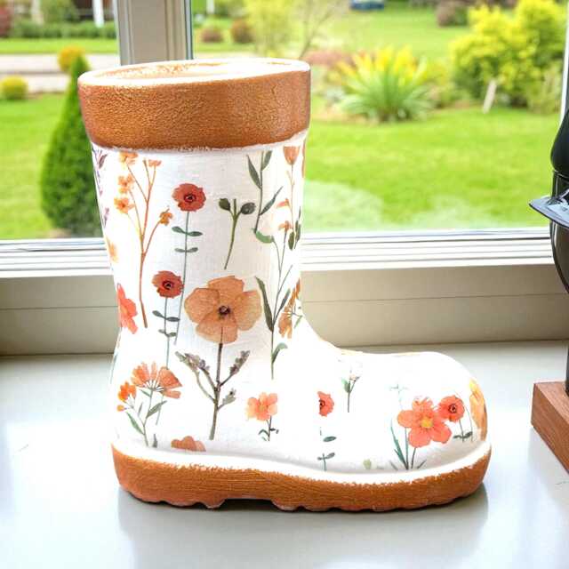 Wellington Boot Planter, Indoor Plant Pot, Autumn Decor, Fall Wellie Autumnal Home Floral Planters, Gifts - image 1