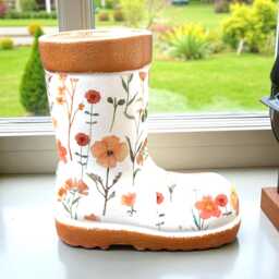 Wellington Boot Planter, Indoor Plant Pot, Autumn Decor, Fall Wellie Autumnal Home Floral Planters, Gifts - thumbnail 1