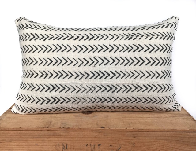 Remy White African Mud Cloth Pillow Cover 12x20 - image 1