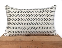Remy White African Mud Cloth Pillow Cover 12x20 - thumbnail 1