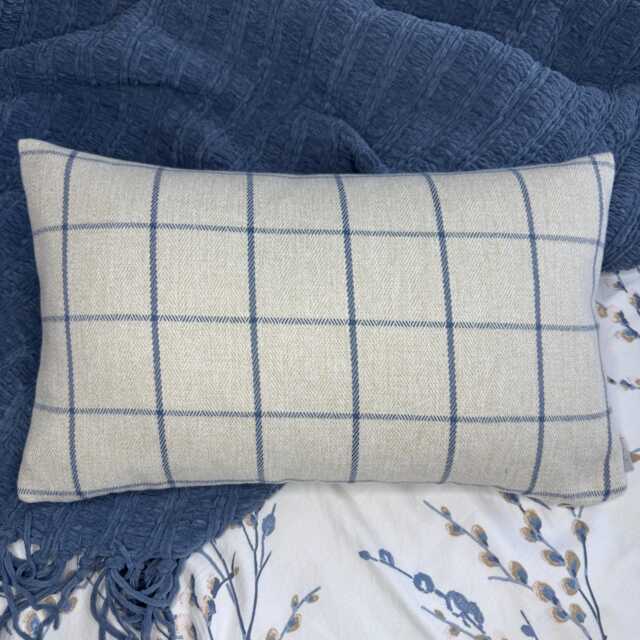Tartan Highland Check Cushion Cover - Grey Blue Scottish Plaid Pillow, Timeless Modern Cosy Sofa Bed Pillow Case , UK Handmade - image 1