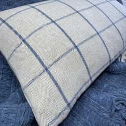 Tartan Highland Check Cushion Cover - Grey Blue Scottish Plaid Pillow, Timeless Modern Cosy Sofa Bed Pillow Case , UK Handmade - thumbnail 3