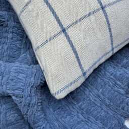 Tartan Highland Check Cushion Cover - Grey Blue Scottish Plaid Pillow, Timeless Modern Cosy Sofa Bed Pillow Case , UK Handmade - thumbnail 2