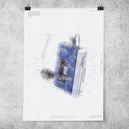 Walkman Blueprint Poster - Retro 80S Cassette Player Sketch Art Print - thumbnail 2