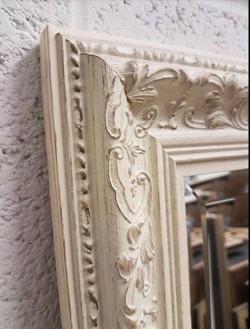 Handmade Wall Mirror Handcrafted Mirror Ornate Cream Floral Shabby Chic Gothic Solid Wood - image 1