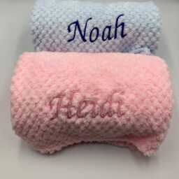 Personalised Embroidered Baby Blanket Soft Fleece Waffle, Newborn Gift - thumbnail 2