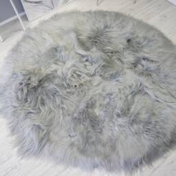 Ethically Sourced Genuine Round Icelandic Sheepskin Rug - Pelt Hide Long Wool Silver Grey Ash Tan Mix - thumbnail 4