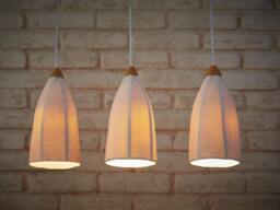 3 Pendant Lights, Modern Lighting, Hanging Pendants, Bar Kitchen Light, White Tall Shades