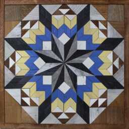 Amish Barn Quilt Wall Art 20.5 X Blue & Yellow Flower - thumbnail 1