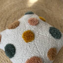 Handmade Punch Needle Pillow Cover Colorful Dots, Cotton Acrylic Blend - thumbnail 3