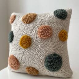 Handmade Punch Needle Pillow Cover Colorful Dots, Cotton Acrylic Blend - thumbnail 2