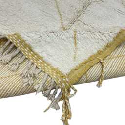 Handmade Beni Ourain Rug - Cream Gold Diamond Wool Area - thumbnail 4