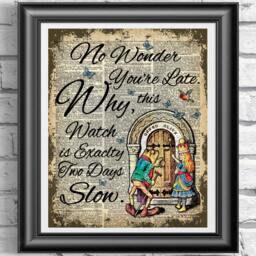 Alice in Wonderland Book Page Print. Art Print On Antique Dictionary Cheshire Cat Quote. Wall Decor Poster Art Purple - thumbnail 1