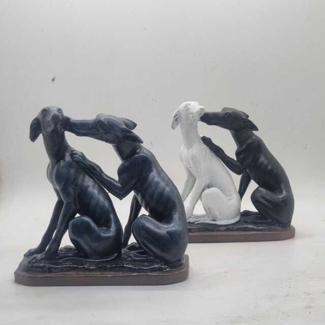 Townley Greyhound Statuette, Canine Dog Statue, Pair Of Dogs, Animal Figurine, Pet Lover Gift Idea, Irish Whippet Hound, Cute Puppy Ornament - image 1