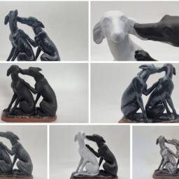 Townley Greyhound Statuette, Canine Dog Statue, Pair Of Dogs, Animal Figurine, Pet Lover Gift Idea, Irish Whippet Hound, Cute Puppy Ornament - thumbnail 2