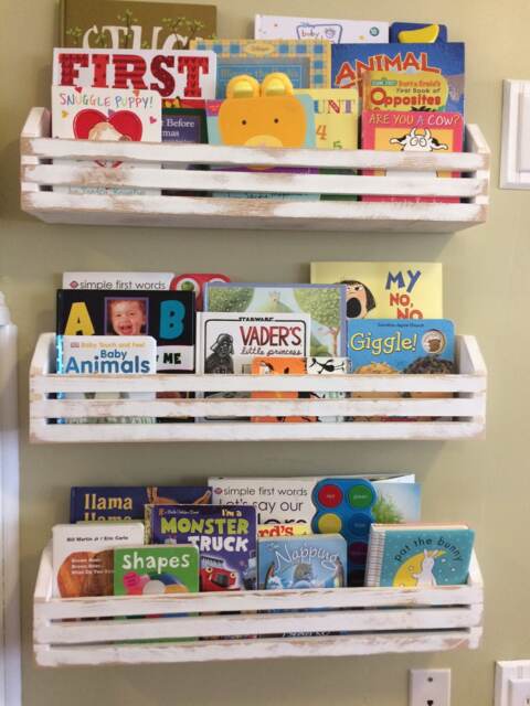 Rustic Childrens Book ShelvesSet Of 3, Kids Book Shelves, Hanging Shelf, Nursery Room, Playroom Storage, Wall Shelf - image 1