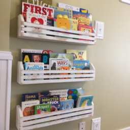Rustic Childrens Book ShelvesSet Of 3, Kids Book Shelves, Hanging Shelf, Nursery Room, Playroom Storage, Wall Shelf - thumbnail 2