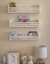 Rustic Childrens Book ShelvesSet Of 3, Kids Book Shelves, Hanging Shelf, Nursery Room, Playroom Storage, Wall Shelf - thumbnail 3