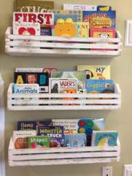 Rustic Childrens Book ShelvesSet Of 3, Kids Book Shelves, Hanging Shelf, Nursery Room, Playroom Storage, Wall Shelf - thumbnail 1