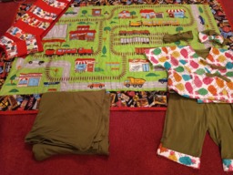 Baby Shower Train Gift Set/Train Play Quilt, Train Doll Quilt & Pillow, Swaddle Blanket Coordinating Newborn Outfit /Baby Set - thumbnail 1