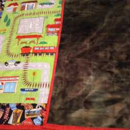 Baby Shower Train Gift Set/Train Play Quilt, Train Doll Quilt & Pillow, Swaddle Blanket Coordinating Newborn Outfit /Baby Set - thumbnail 3