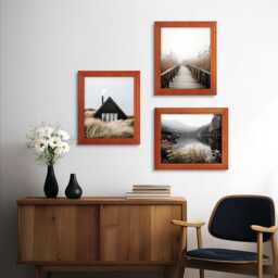 Orange Picture Frame Gallery Quality, Handmade From Birch Wood, Halloween Deco - thumbnail 2