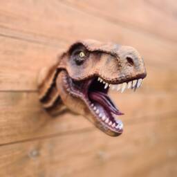 Tyrannosaurus Head Wall Mount - Hand Painted Dinosaur Art Custom - thumbnail 3
