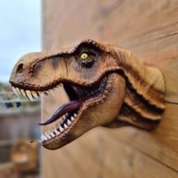 Tyrannosaurus Head Wall Mount - Hand Painted Dinosaur Art Custom - thumbnail 1