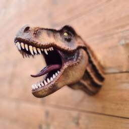 Tyrannosaurus Head Wall Mount - Hand Painted Dinosaur Art Custom - thumbnail 4