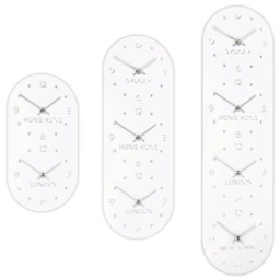 White Gloss Acrylic Personalised Retro Timezone Wall Clocks 2-5 Dial - thumbnail 2