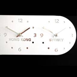 White Gloss Acrylic Personalised Retro Timezone Wall Clocks 2-5 Dial