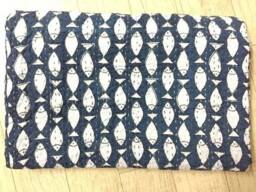 Fish Print Kantha Quilt, Indian Handmade Bedspread - Queen Size - thumbnail 1