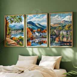 Set Of 3 Keswick Posters, Lake District Art Prints, Scenic Mountain, Wall Decor, Vintage Hiking Poster Set, Nature Lover Gift - thumbnail 3