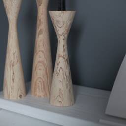 Wooden Set Of 3 Candlesticks Scandinavian Style Primitive Candle Holder Home Decorative Japanese Decor Rustic Texture Handmade Gift - thumbnail 3
