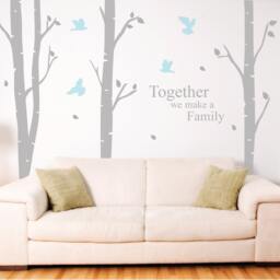 Beside This Tree Wall Stickers Decal Birch Trees Vinyl - Spring Leafs & Birds Quote - thumbnail 2