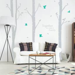 Beside This Tree Wall Stickers Decal Birch Trees Vinyl - Spring Leafs & Birds Quote - thumbnail 1