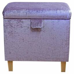 Handmade Purple Velvet Storage Ottoman British Custom Footstool - thumbnail 3